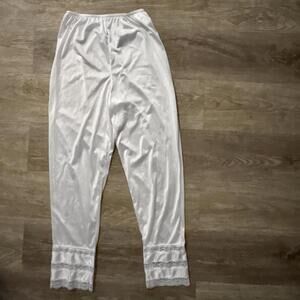 Vintage 1950s Velrose White Lace Long Lounge Pants Lingerie